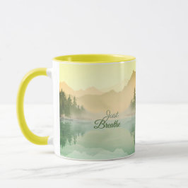 Taza Respira la Selva de Montaña Dorada Verde