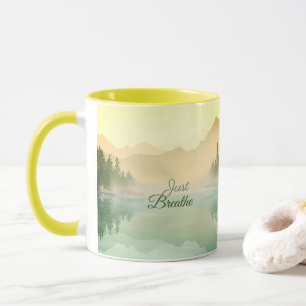 Taza Respira la Selva de Montaña Dorada Verde