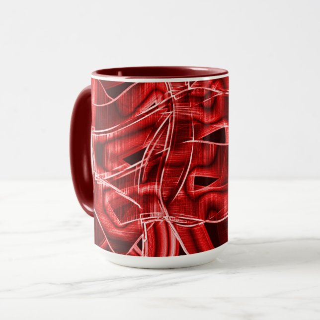Taza Restos de cinta acrílica roja cruzada y superpuest (Anverso izquierdo)