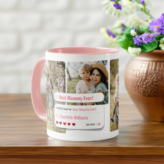Taza Resultados del motor de búsqueda de fotos de la me (Funny Best Mommy Ever Photo Search Engine Results Mug)