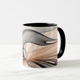 Taza Resumen Antracita Grey Siena Arte Fractal Moderno
