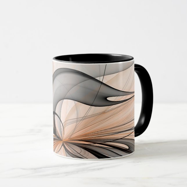 Taza Resumen Antracita Grey Siena Arte Fractal Moderno (Anverso derecho)