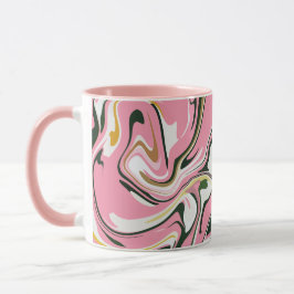 Taza Resumen Arte giratorio con rosa, blanco y negro