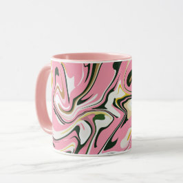 Taza Resumen Arte giratorio con rosa, blanco y negro