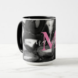 Taza Resumen Blanco negro agates geogram script