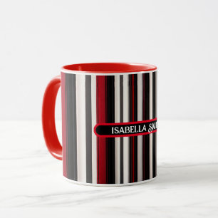 Taza Resumen Colección de moda de las líneas rojas negr