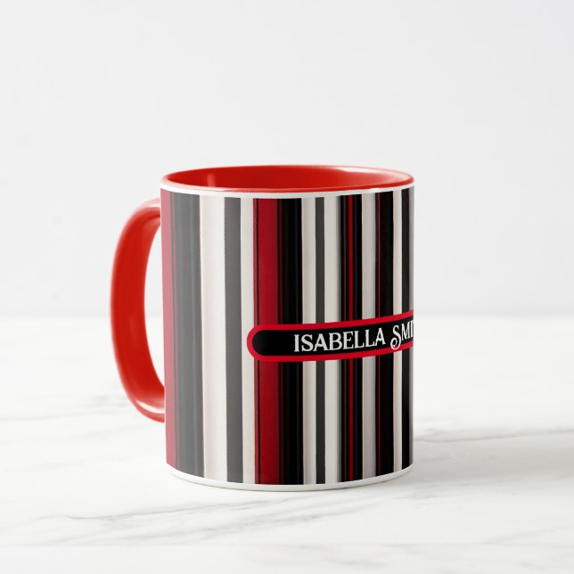 Taza Resumen Colección de moda de las líneas rojas negr (Anverso izquierdo)