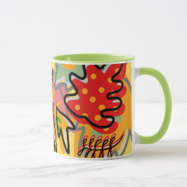 Taza Resumen coloreado adorable de la hoja Naranja Verd
