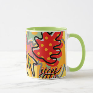 Taza Resumen coloreado adorable de la hoja Naranja Verd