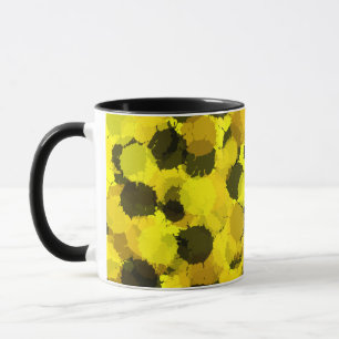 Taza Resumen contemporáneo del girasol con puntos de na
