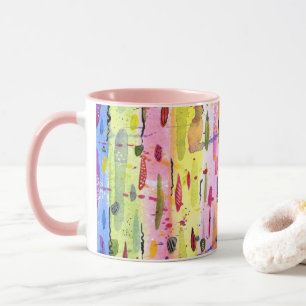 Taza Resumen de acuarela de líneas coloridas