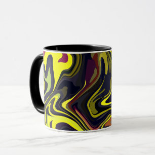 Taza Resumen de arte de natación amarillo y rosa