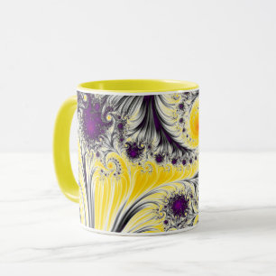 Taza Resumen de arte fractal amarillo