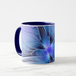 Taza Resumen de arte fractal moderno Lavanda azul