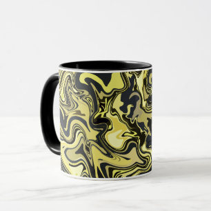 Taza Resumen de arte giratorio en tonos dorados y negro