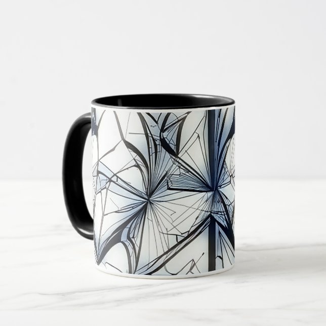 Taza Resumen de diseño de patrones geométricos 27- Café (Anverso izquierdo)