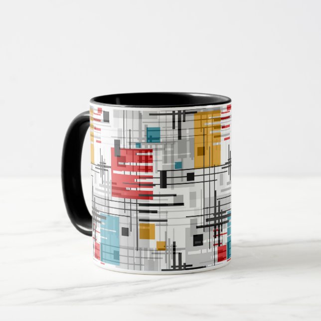 Taza Resumen de formas geométricas modernas rayadas de  (Anverso izquierdo)
