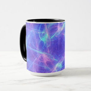 Taza Resumen de fractal azul y rosa