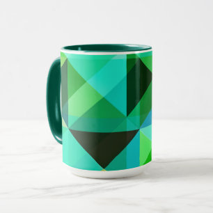 Taza Resumen de la barra de arte geométrica en verde y 
