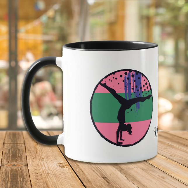 Taza Resumen de la gimnasta rosa del arte (Subido por el creador)