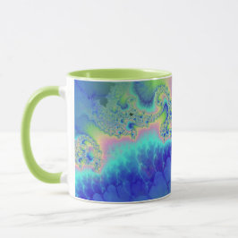Taza Resumen de la línea verde azul de costa fractal