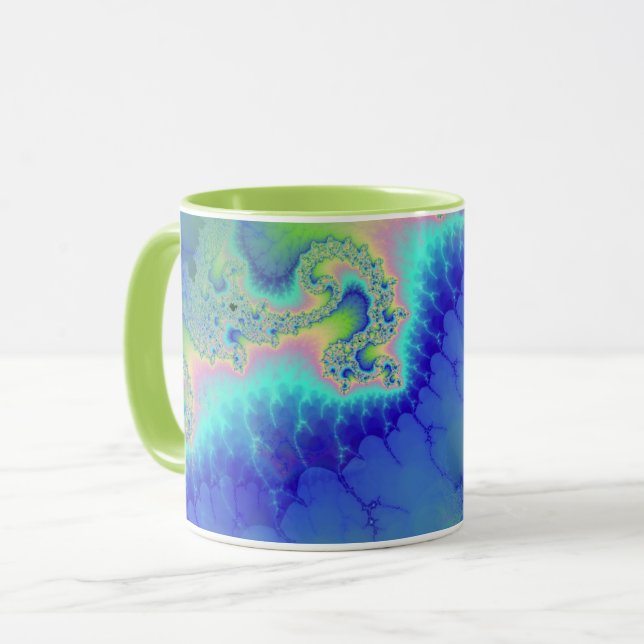 Taza Resumen de la línea verde azul de costa fractal (Anverso izquierdo)