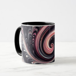 Taza Resumen de la modernidad Swirling rosa, negro y bl