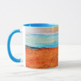 Taza Resumen de la playa Naranja de arte azul