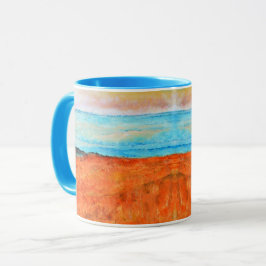 Taza Resumen de la playa Naranja de arte azul
