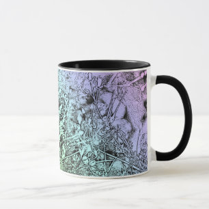 Taza Resumen de malezas violetas y azules con manija ne