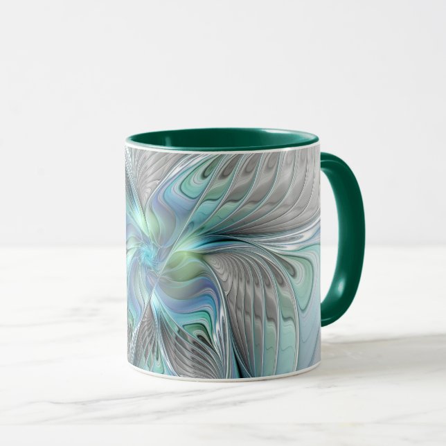 Taza Resumen de mariposa azul verde azul Fantasía arte  (Anverso derecho)