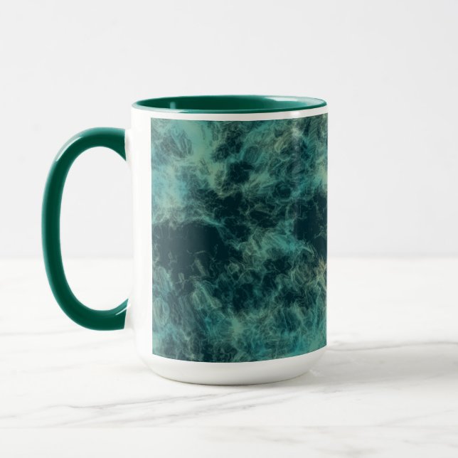 Taza Resumen de mármol verde azulado (Izquierda)