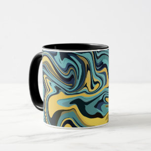 Taza Resumen de movimiento fluido con remolinos azules
