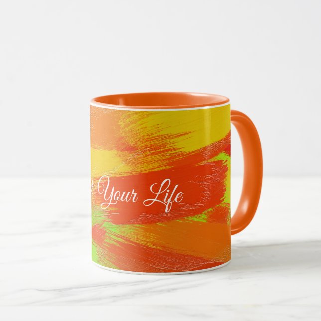Taza Resumen de pincel colorido trazos texture.text. (Anverso derecho)