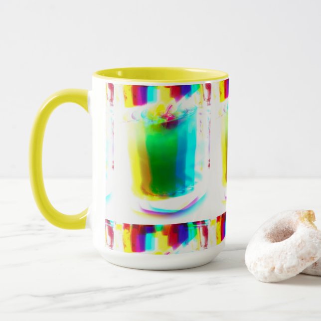 Taza Resumen de Popart Beber de arcoiris primario Mug (Con donut)