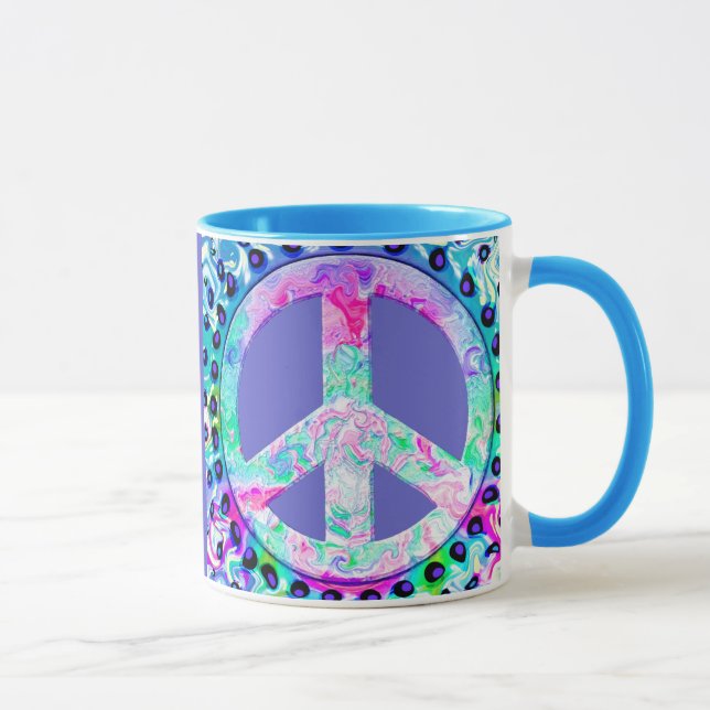 Taza Resumen de signo de paz psicodélica (Derecha)