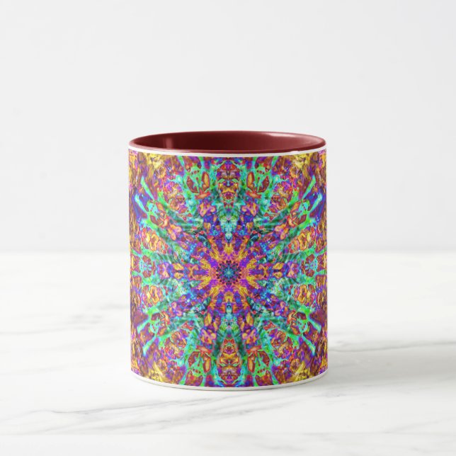 Taza Resumen de Splash Fractal Retro Hippie Mug (Centro)