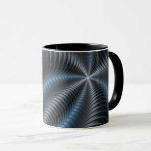 Taza Resumen del arte fractal 3D del gris azul plástico