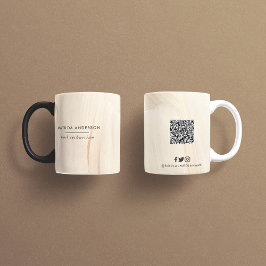 Taza Resumen del código QR neutro elegante y natural
