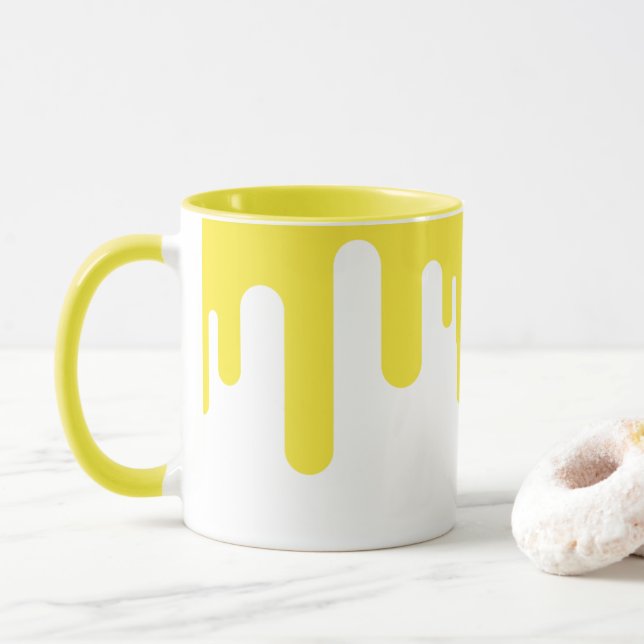 Taza Resumen del goteo amarillo simple (Con donut)