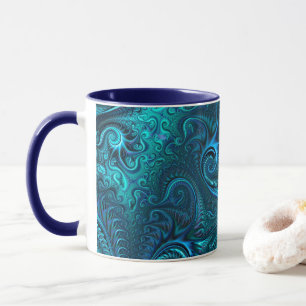 Taza Resumen del patrón de espiral azul y Verde azulado