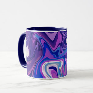 Taza Resumen Diseño de remolinos morados y azules