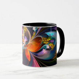 Taza Resumen floral moderno Patrón azul rojo del arte #