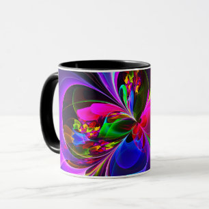 Taza Resumen floral moderno Patrón azul rojo del arte #