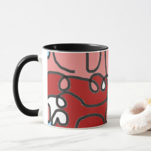 Taza Resumen floral rojo, rosa y azul