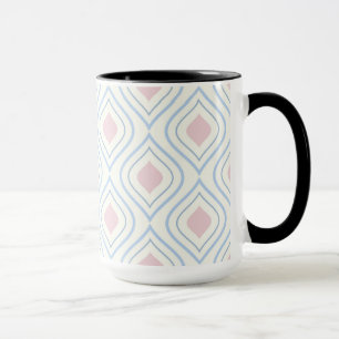 Taza Resumen geométrico, azul, rosa y blanco roto