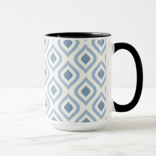 Taza Resumen geométrico, azul y blanco roto