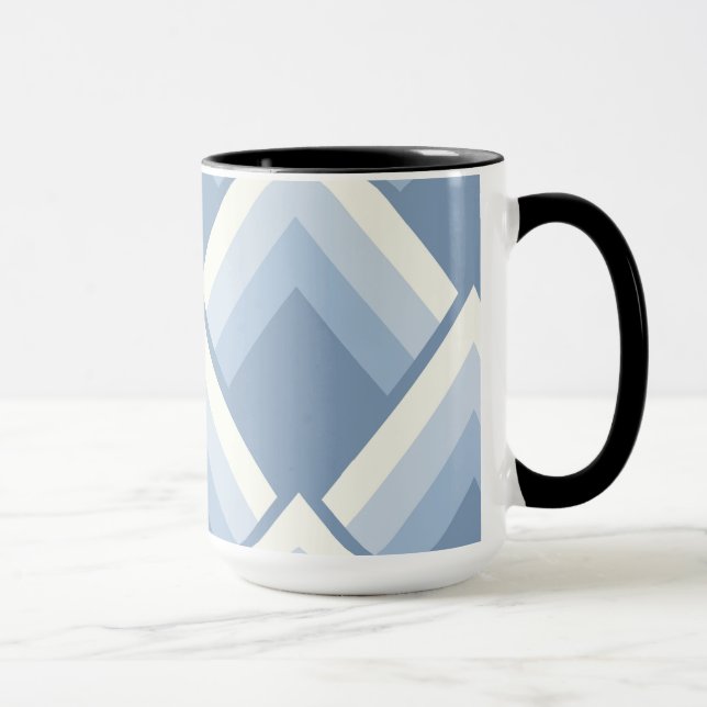 Taza Resumen geométrico, azul y blanco roto 2 (Derecha)