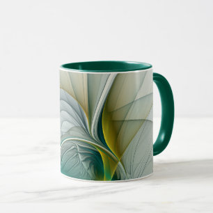 Taza Resumen hipnótico Fractal Verde azulado Turquesa d