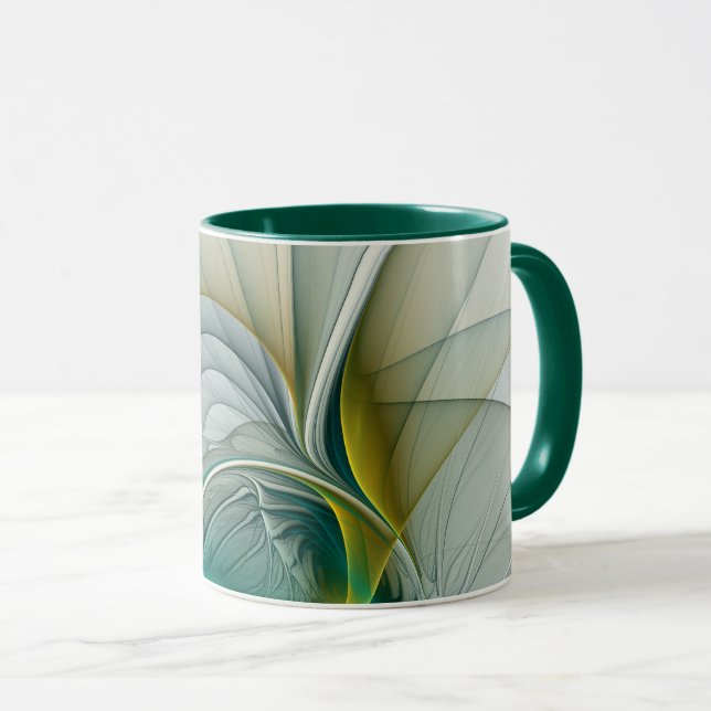 Taza Resumen hipnótico Fractal Verde azulado Turquesa d (Anverso derecho)